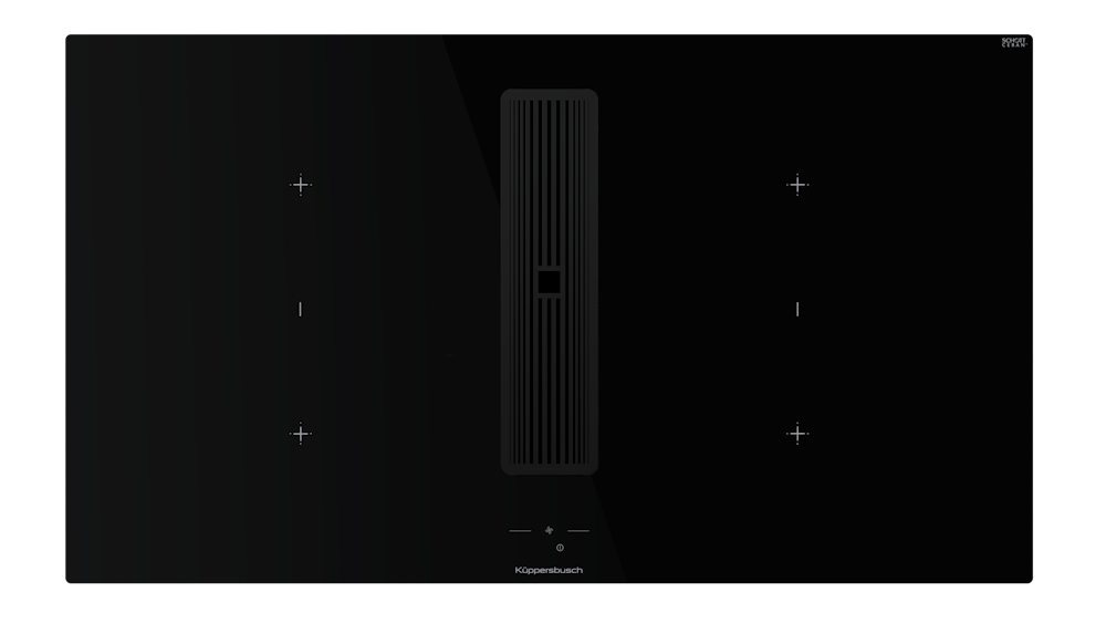 Индукционная варочная поверхность с вытяжкой Kuppersbusch с чёрными ручками KMI 9850.1 SR-S Black Velvet