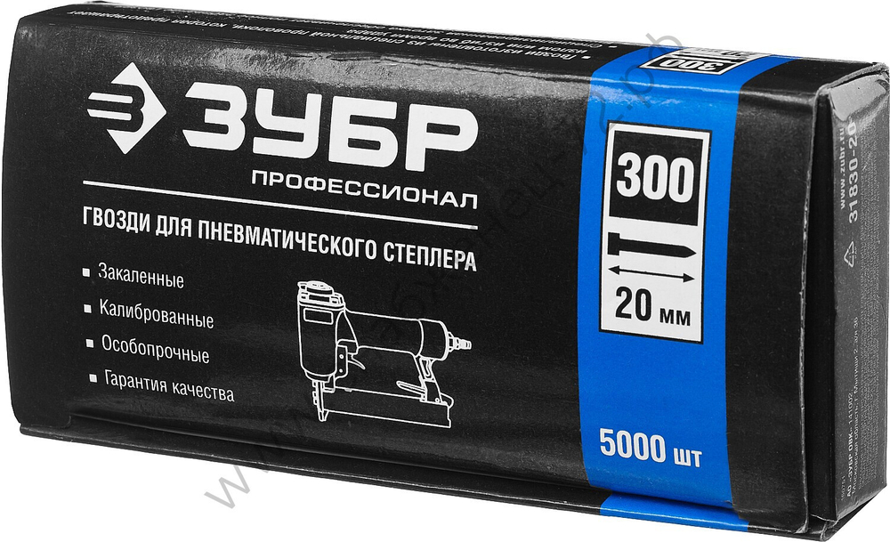 ЗУБР тип 18GA (47 / 300 / F) 20 мм, 5000 шт, гвозди для нейлера (31830-20)