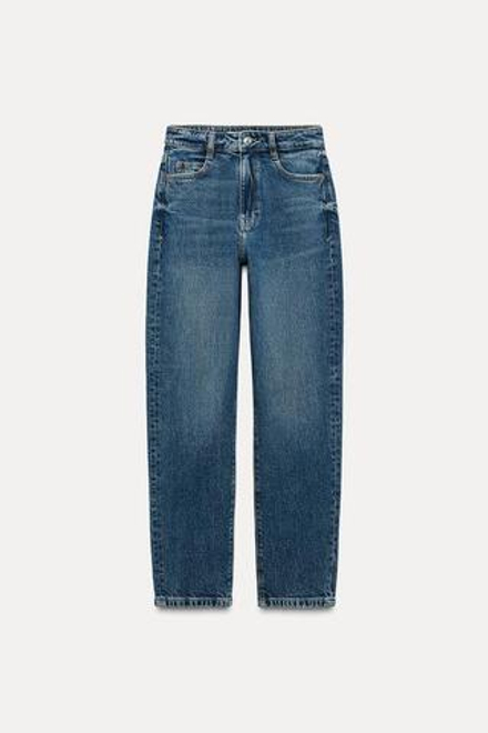 ZARA ДЖИНСЫ Z1975 SLIM MOM FIT С ВЫСОКОЙ ПОСАДКОЙ, СИНИЙ
