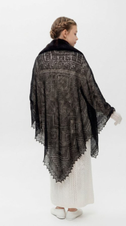 Оренбургский пуховый платок-паутинка А130-07 черный