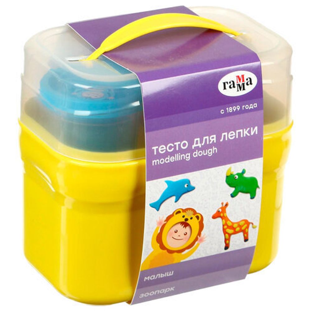 Пластилин на растительной основе (тесто для лепки) ГАММА "Малыш. Зоопарк", 4 цвета, 240 г, 5 формочек, 509198