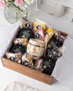 Подарочный набор с медом, орехами, сухофруктами в деревянном ящике