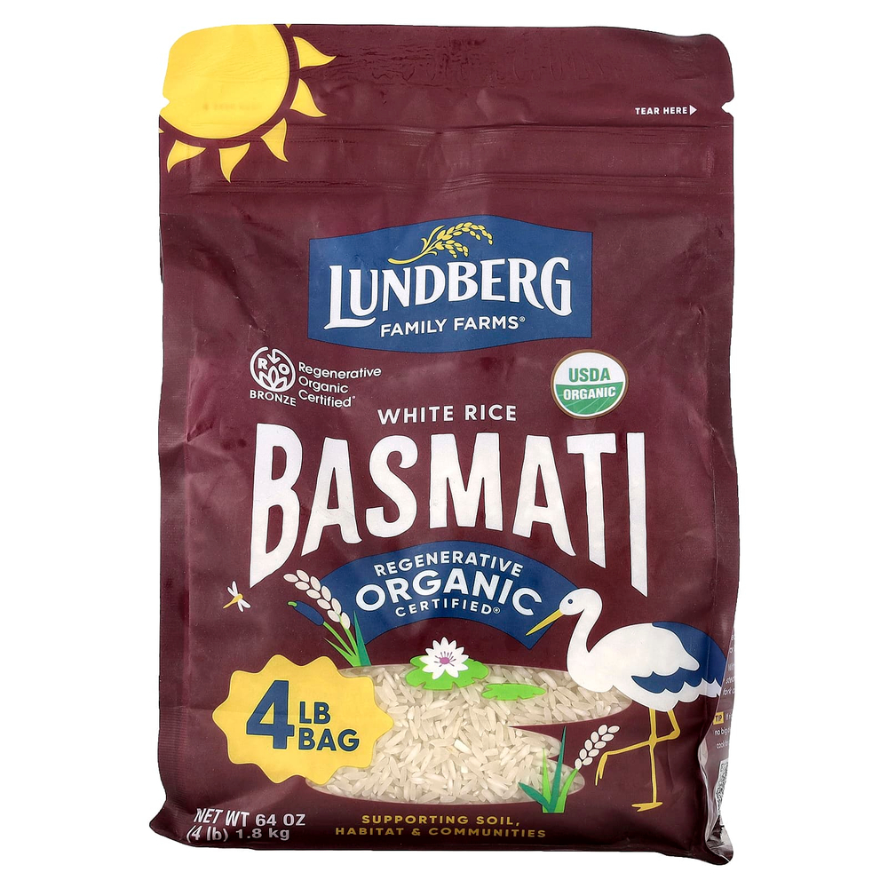 Lundberg, органический белый рис, басмати, 1,8 кг (64 унции)