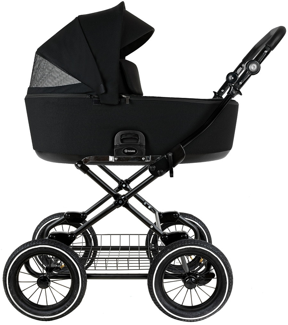Детская коляска Roan Bass Next Classic d12 2.0 3 в 1 с автокреслом Pituso Baesa Pro Black BNC/85/2 Caviar/Black/руч.Cappuccino