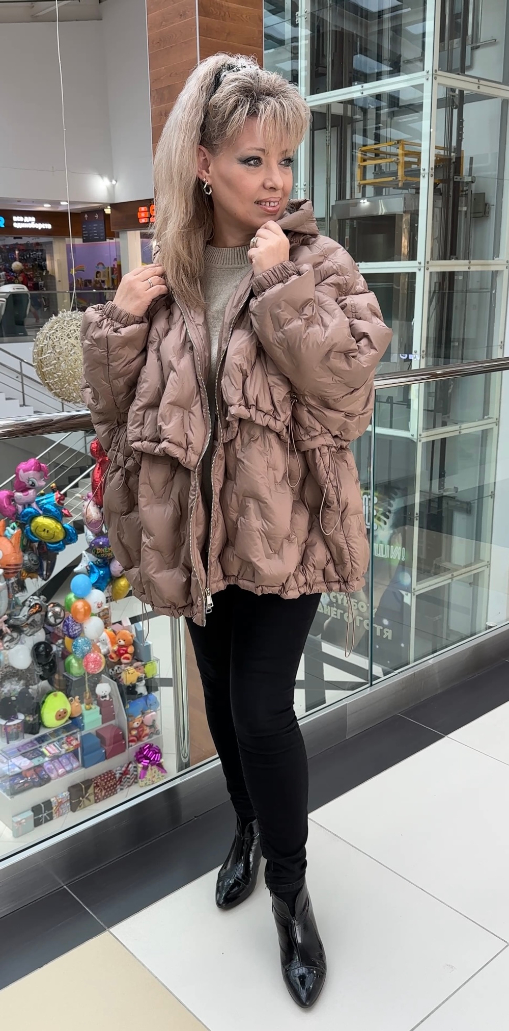 Стеганная куртка-пуховик с кулисками на большой размер