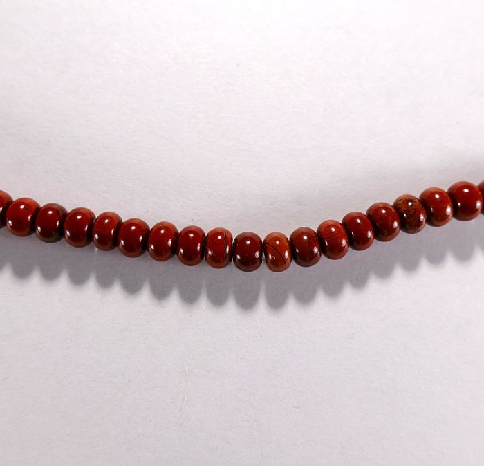 Бусина из яшмы красной, фигурная, 4x6 мм (рондель, гладкая)