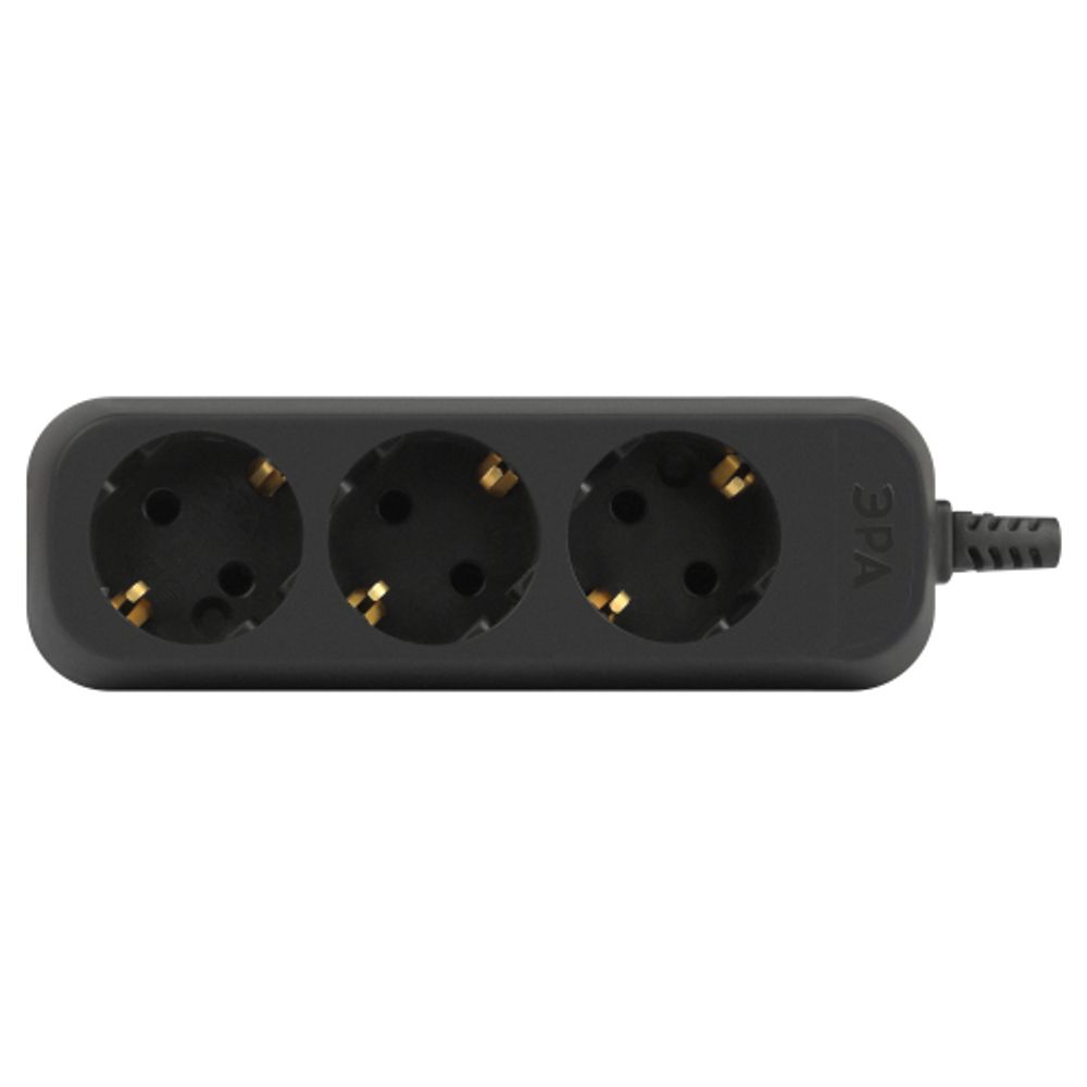 Колодка ЭРА KX-3e-B 3 розетки с зазeмлением черная