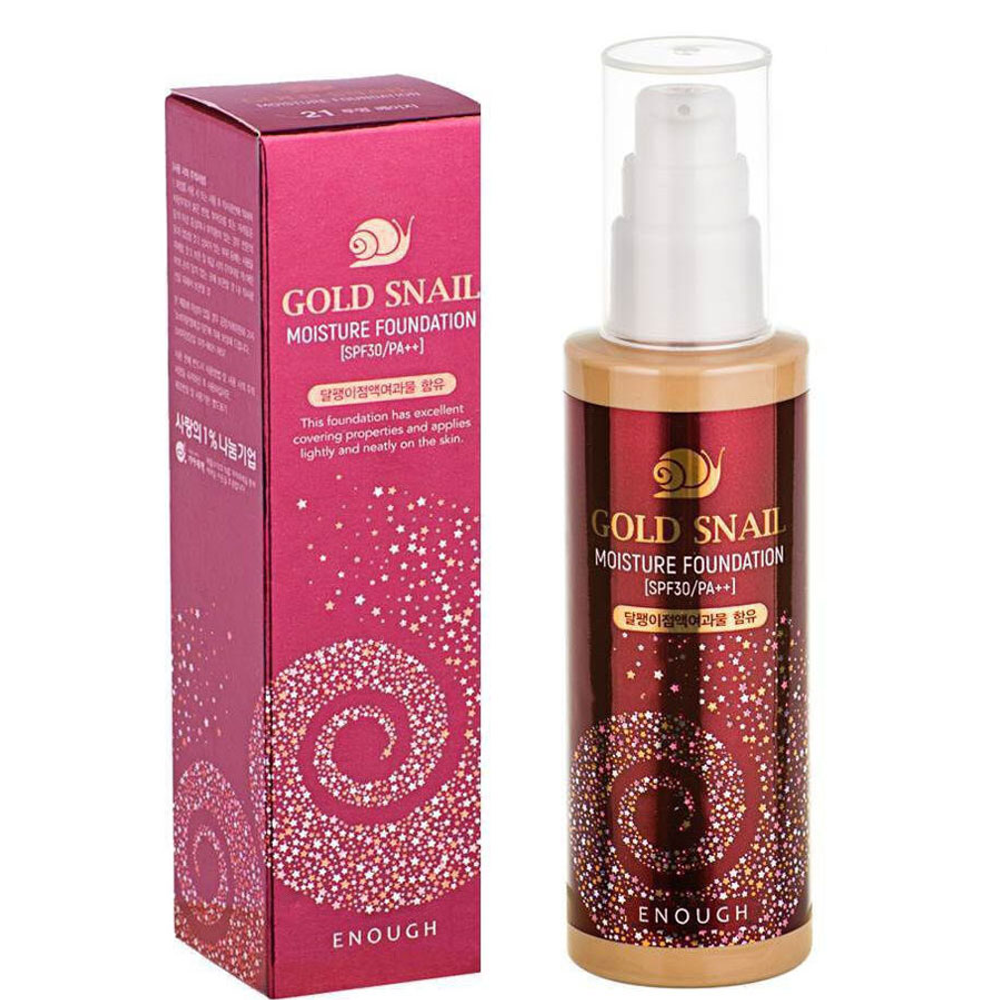 [Enough] Gold Snail Moisture Foundation SPF30 PA++ #21 - Тональный крем с муцином улитки, 100 мл