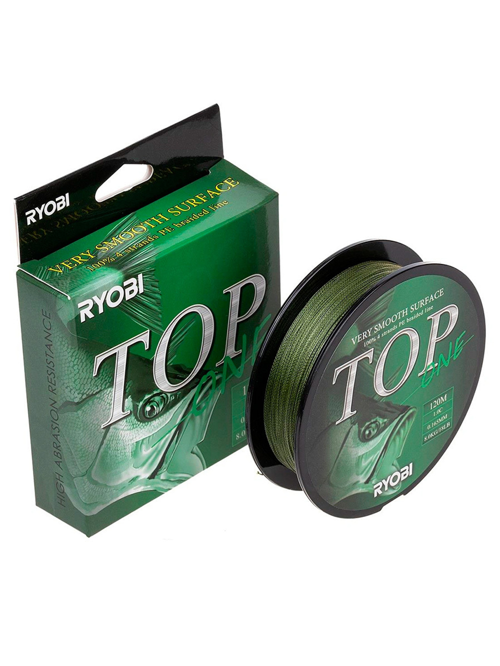 Шнур плетеный для рыбалки Ryobi TOP PE4X-120M Dark green 0.6/d-0.128mm
