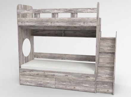 Трехъярусная кровать КарИВи Юниор  Бетон Бетон