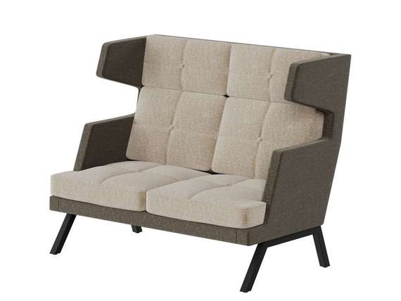 Алдо Диван двухместный высокий с декором из пуговиц ALDB-02 Сан 03/Сан 06/Металл Черный 1430*960*118