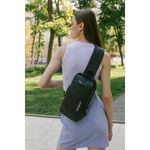 Рюкзак однолямочный HEIKKI FEATURE (ХЕЙКИ), кодовый замок, USB-порт, черный, 32x16x6 см, 273900