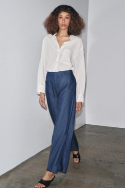 ZARA БРЮКИ С ВЫСОКОЙ ПОСАДКОЙ — LIMITED EDITION, МОРСКОЙ СИНИЙ