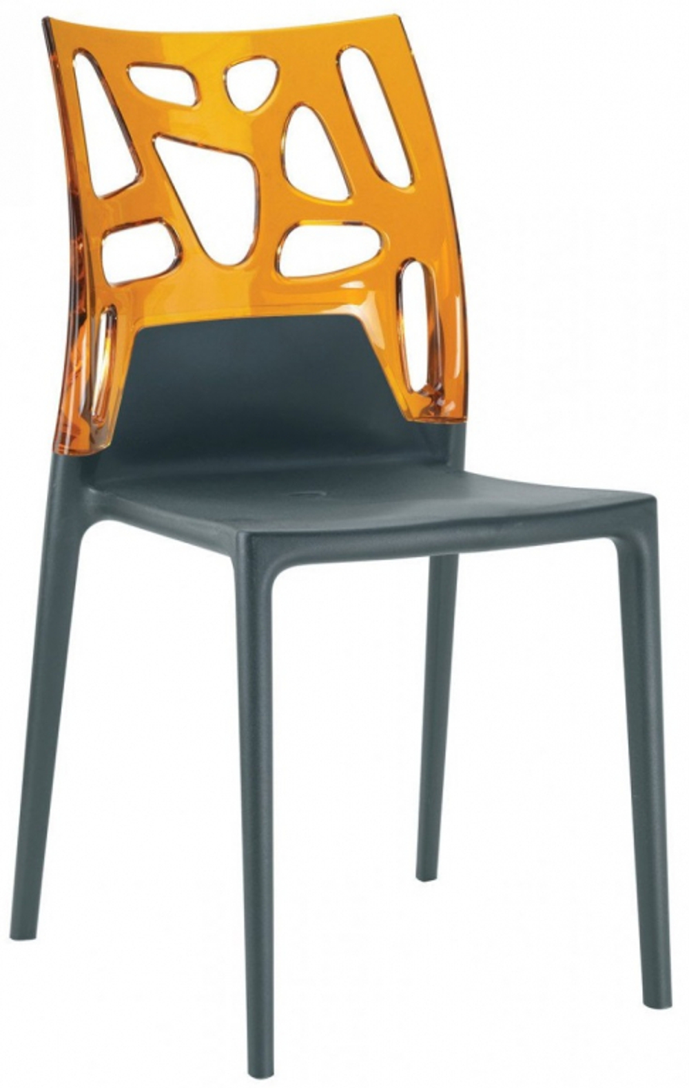Стул пластиковый Papatya Ego-Rock, антрацит, оранжевый