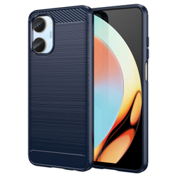 Мягкий чехол синего цвета в стиле карбон для смартфона Realme 10 4G, серия Carbon от Caseport
