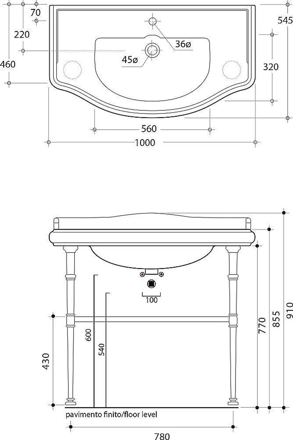 Раковина Kerasan Retro 100 105001*1 белая