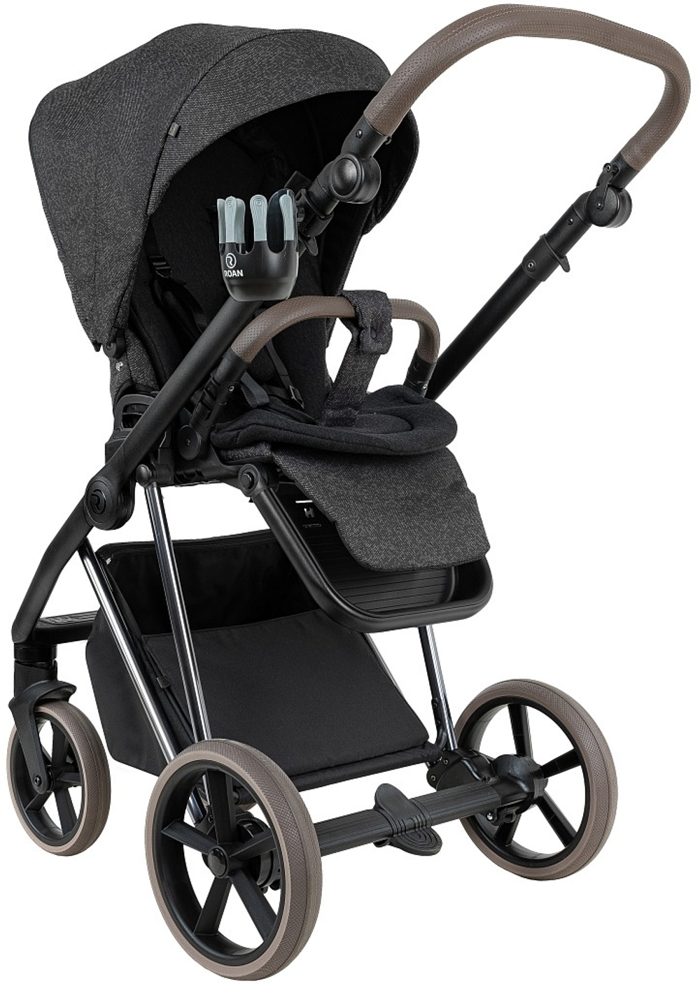 Детская коляска Roan Sol Vintage Luxury 2.0 3 в 1 с автокреслом Pituso Baesa Pro Black,Beige Canopy PIX/55/D Pixel/Dark/Nickel/руч.Cappuccino