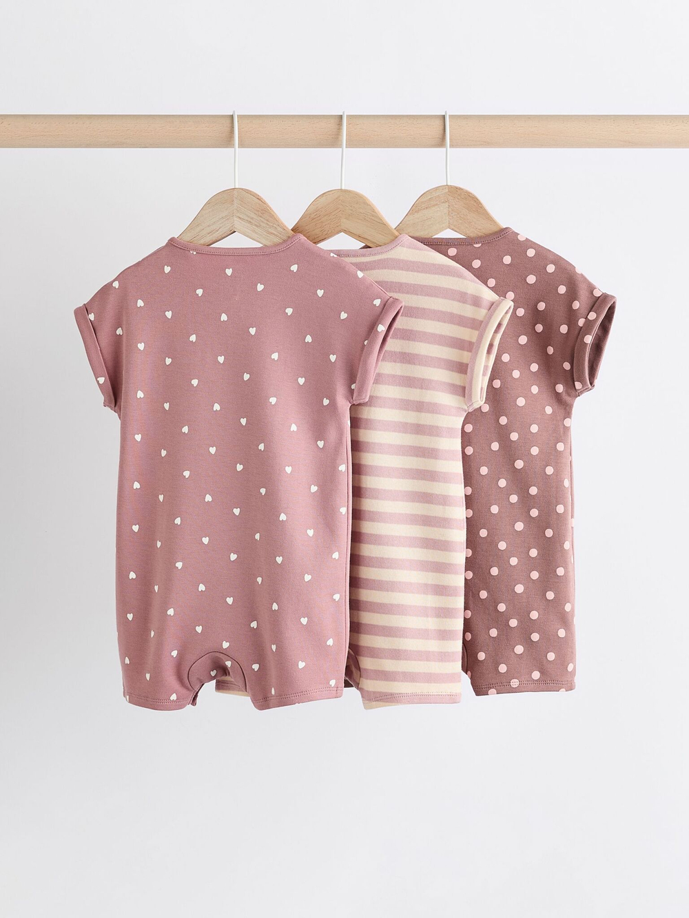 Боди с коротким рукавом для малышей Next B57-324, 3 шт., Бежевый, Розовый, Коричневый