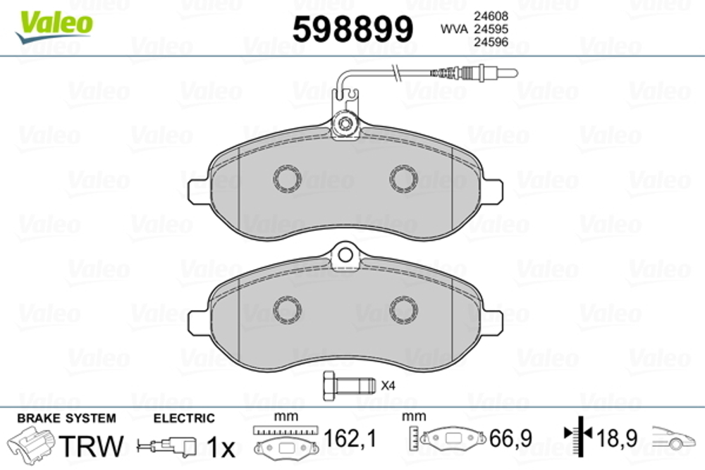 VALEO - 598899-VAL - Brake Pad Set, disc brake