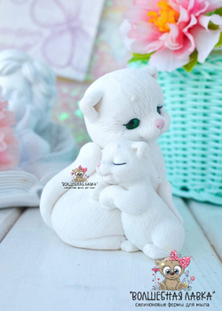 Силиконовая форма Кошечка с малышом