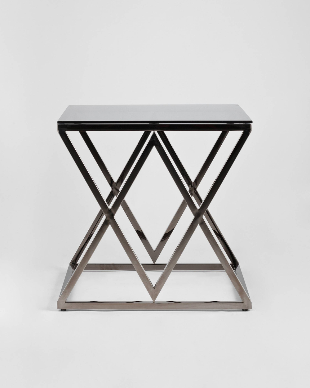 Журнальный стол 55*55 ИНСИГНИЯ сталь темный хром стекло smoke