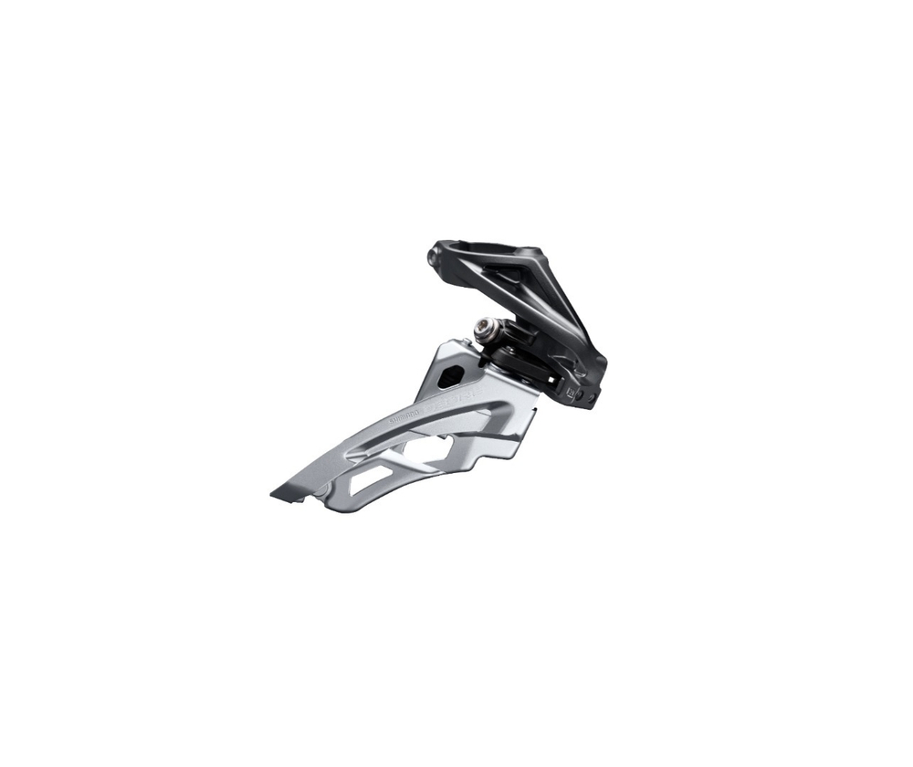 Переключатель передний Shimano Deore, M6000, 3x10 скоростей, верхняя тяга, 42T, верхний хомут 34.9мм, угол наклона 66-69°, черно-серебристый, без упаковки