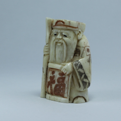 Нэцкэ Дзюродзин с посохом и иероглифом счастье