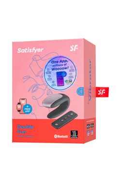Многофункциональный стимулятор для пар Satisfyer Double Fun, с пультом ДУ, силикон, черный, 9 см