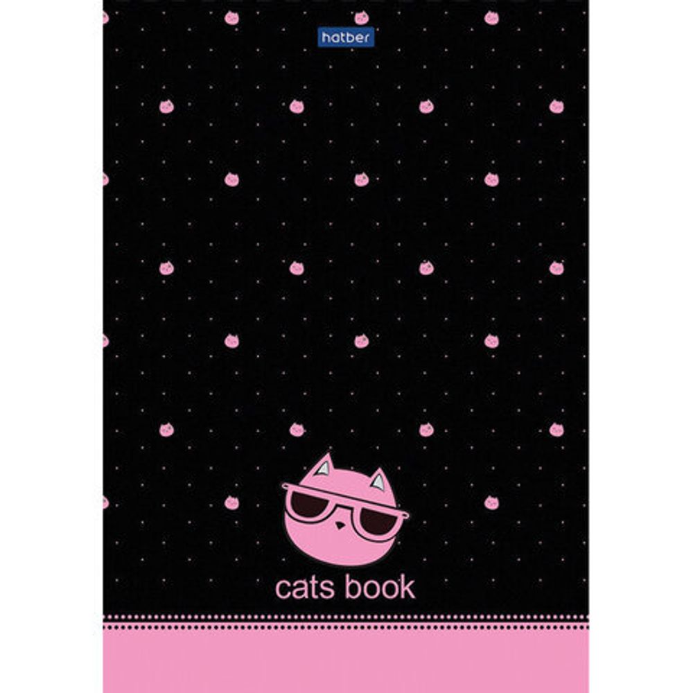 Блокнот А5 (146х205 мм) 50 л., склейка, ламинированная бумага, в точку, HATBER Premium, CATs, 50Б5лA9к
