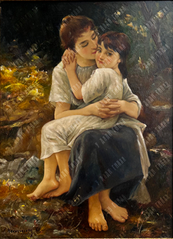 Наувэлаэртс В. (Nauwelaerts W.) «Портрет мамы с дочерью». Масло. н. ХХ века.