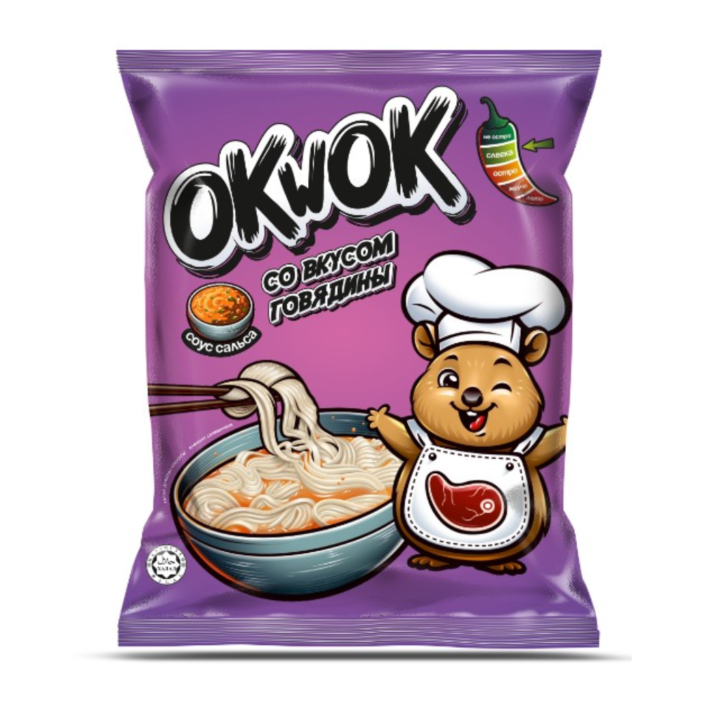 Лапша OKwok со вкусом говядины+соус сальса 100 гр
