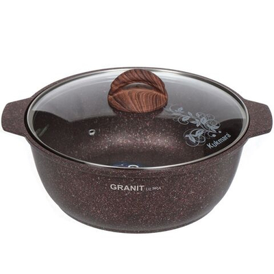 Кастрюля-жаровня алюминий, антиприг, 4 л, с крыш, Kukmara, Granit Ultra, жга41а, красн