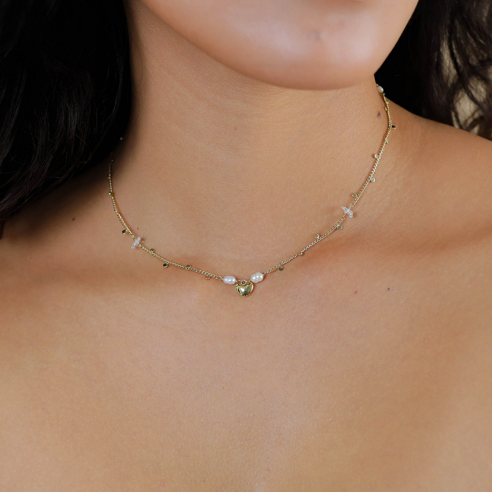 Колье Franck Herval, Bianca, с горным хрусталем и жемчугом, FH26.1-15-64560 (золотистый)