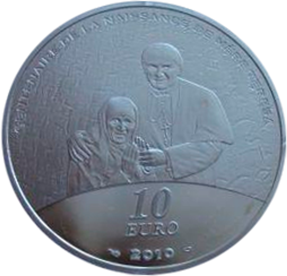 Франция 10 евро 2010 Мать Тереза Серебро