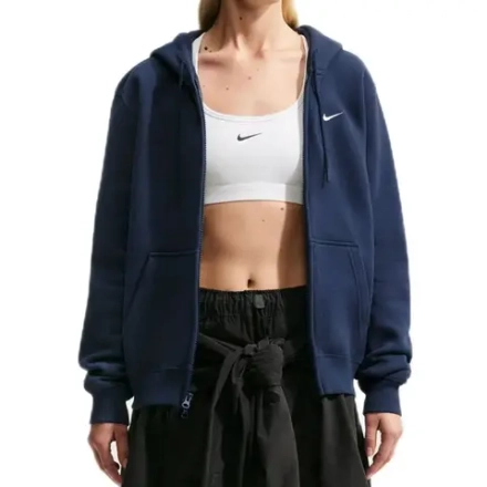 Женская теннисная куртка Nike Studio Fleece Medium Weight Full Zip - midnight navy/sail