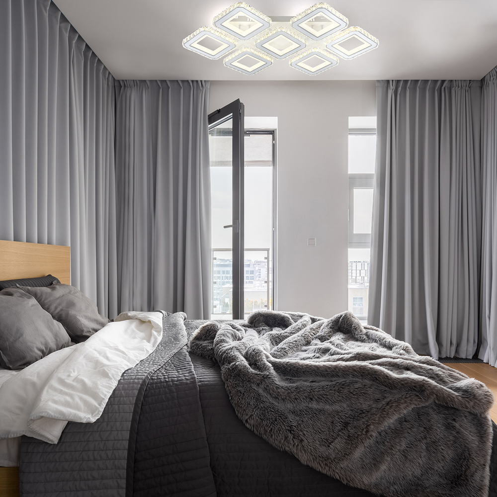 Светодиодный светильник 280Вт, 18900Лм, 3000К-6000К,Ra>80, ИК-пульт, плавная регулировка мощности, изменение цветовой температуры, ночник, металл/акрил, белый