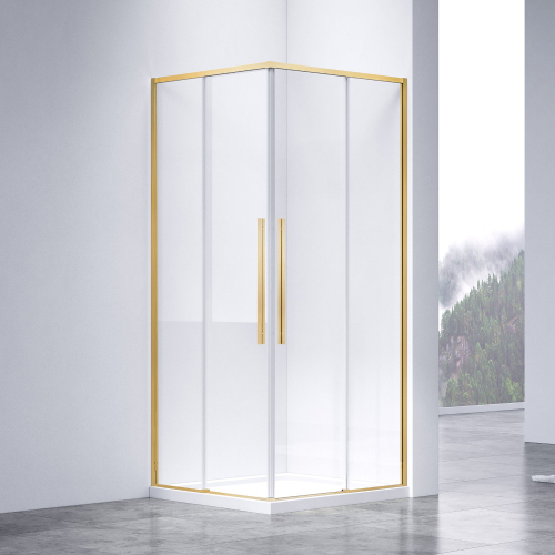 Душевой уголок Slim-N VSS-4SN900CLG, 900*900, брашированное золото, стекло прозрачное