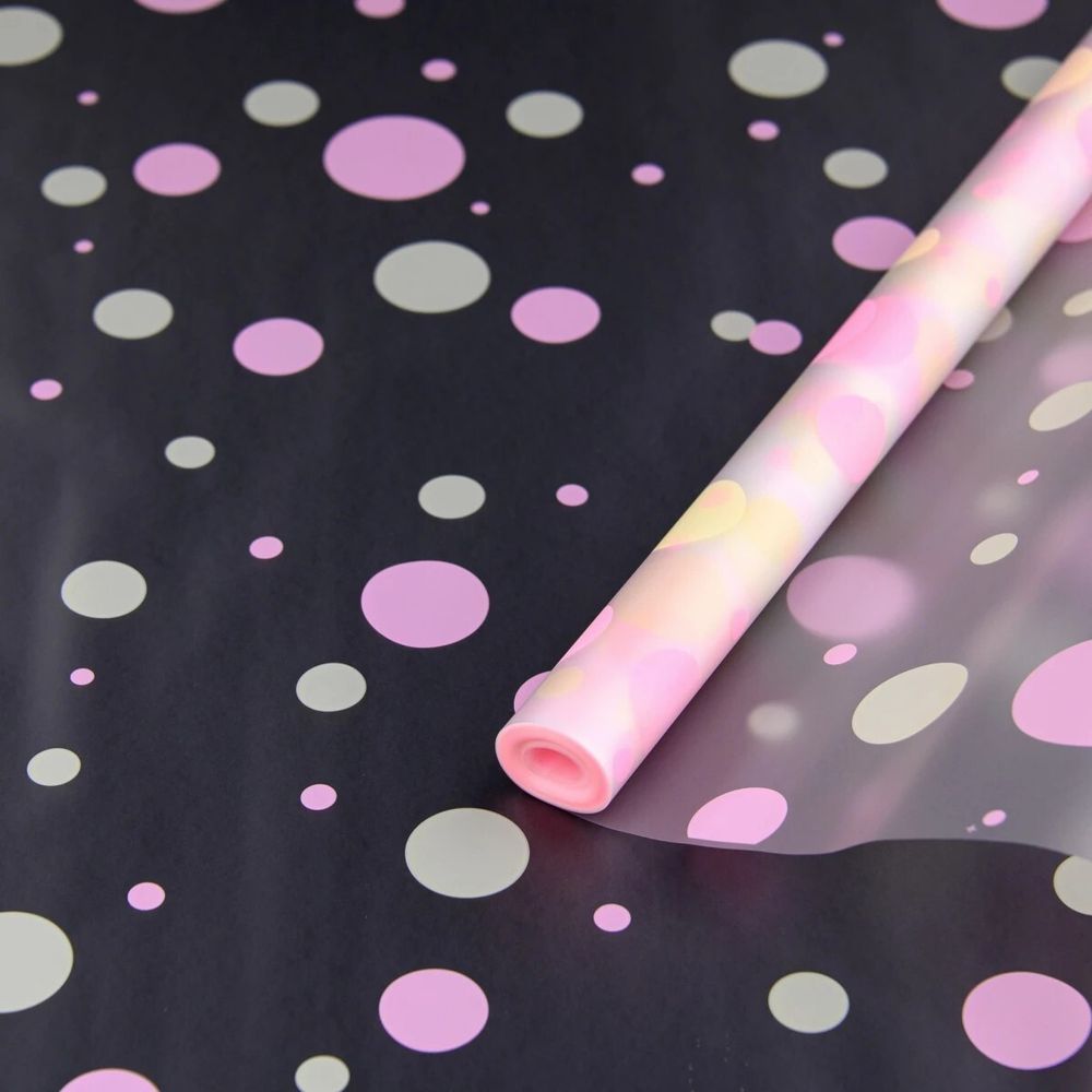 Пленка мат-я &quot;Конфетти&quot; 60см*200гр РОЗОВЫЙ/КРЕМ