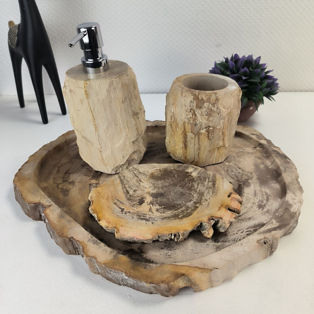 Набор из окаменелого дерева 4 предм Fossil Set NF-63064 поднос 33см*39см