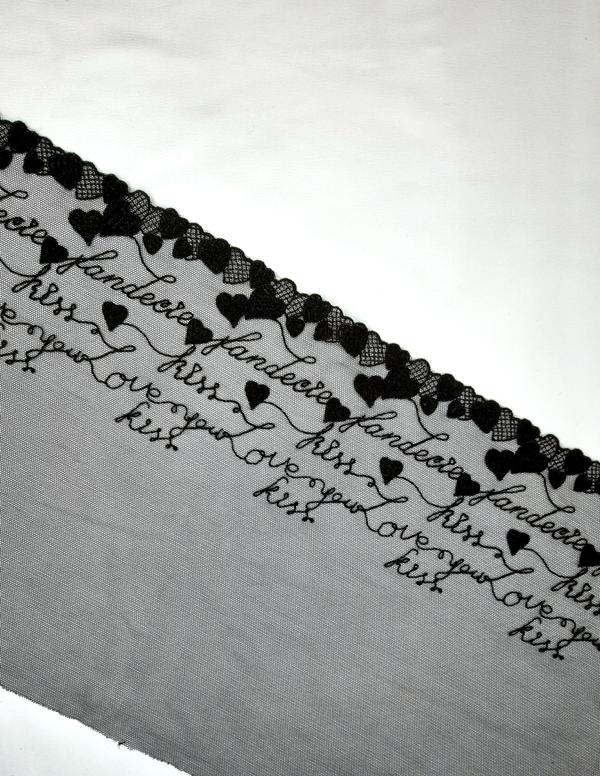 Вышивка на сетке черная правая К581