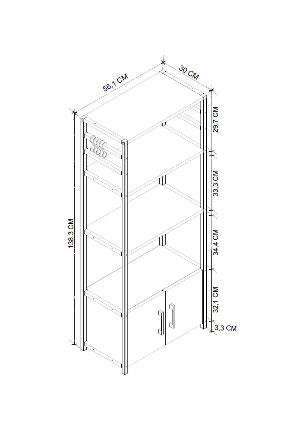 Стеллаж кухонный COLOMBIA - сосна