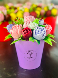 "Разноцветные тюльпаны» сиреневый стакан