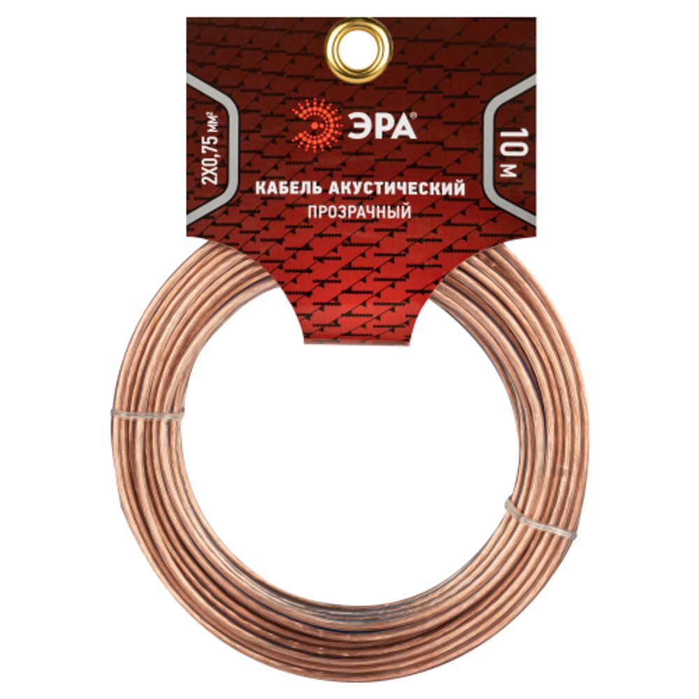 Акустический кабель ЭРА 2х0,75 мм2 прозрачный, 10 м | Акустический кабель