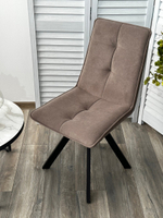 Стул М-City DISAUR Бронкс (Bronx), поворотный на поворотный на 360 градусов, B5 Капучино, Велюр, Черный каркас