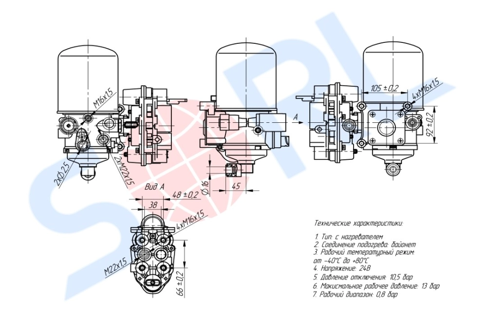 Блок подготовки воздуха 10,5 bar IVECO (ZB4587) SORL