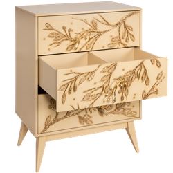 Комод Oliva Branch (Олива Бранч) с 3 ящиками Айвори Мраморное золото