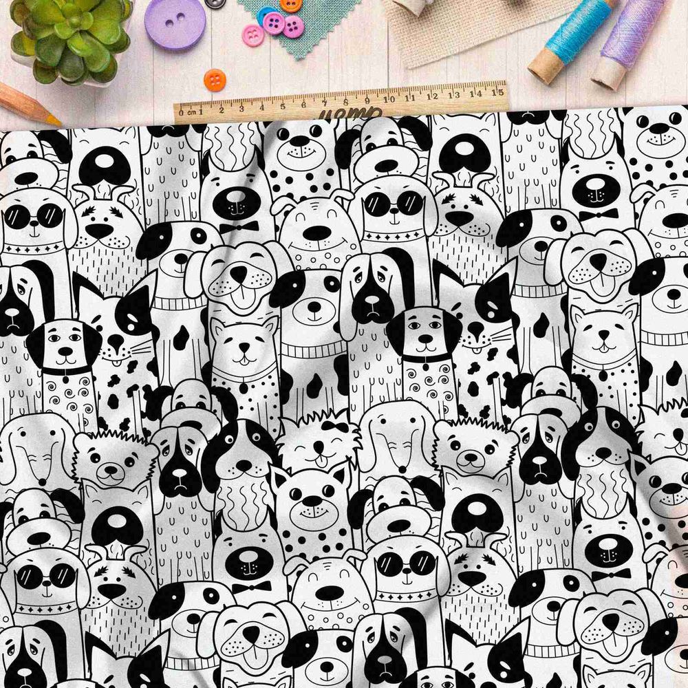 Ткань оксфорд 210 силуэты собак