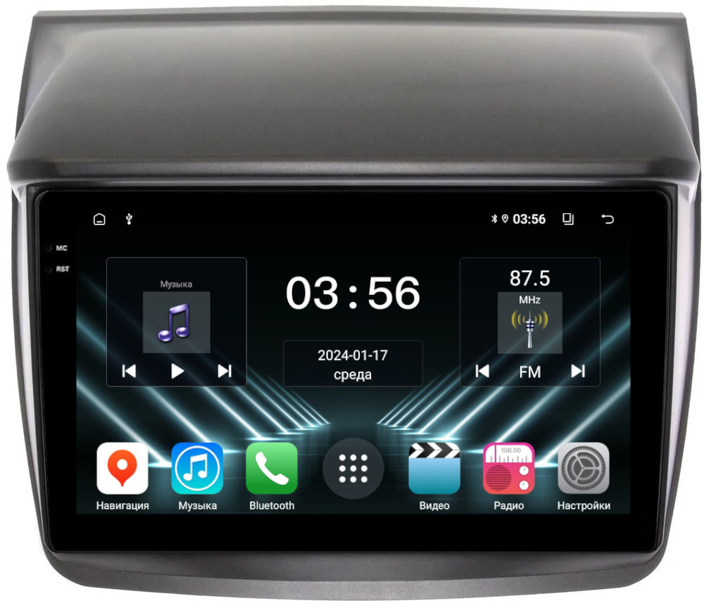 Магнитола для Mitsubishi L200 4, Pajero Sport 2 2006-2016 - FarCar DX094M монитор 9.5" IPS на Android 13, 4+64Гб, CarPlay