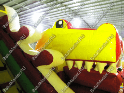 Коммерческий батут "Белый клык" с механизированной головой, цвет красно-желтый, 6*5*4 м