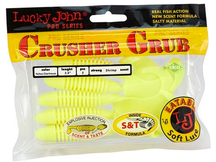 Твистеры съедобные LJ Pro Series Crusher Grub 3.9 in (99 мм), цвет S88, 5 шт/уп